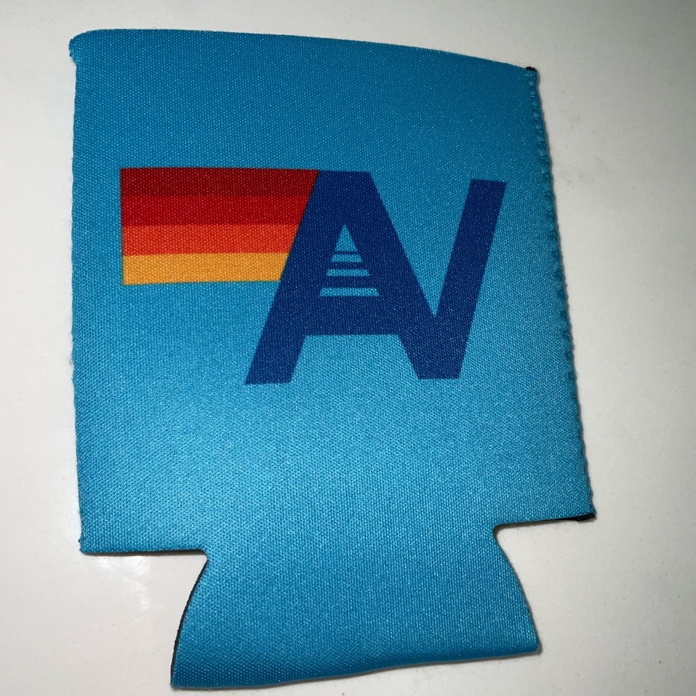 Aviator Nation Blue Drink Sleeve with Rainbow Stripe